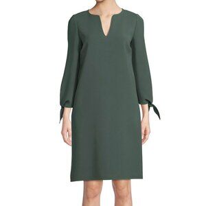 NWT Lafayette 148 New York Khloe Finesse Crepe Shift Dress Bottle Green Size M